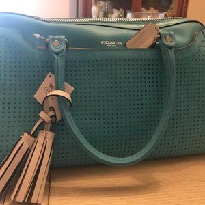 NWT Coach perforated blue satchel